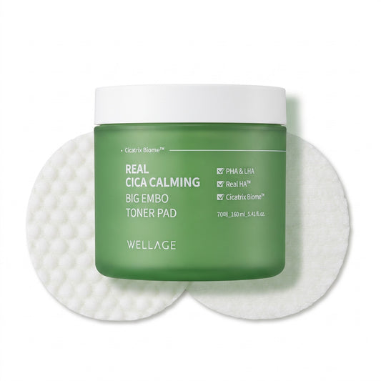 WELLAGE Real Cica Calming Big Embo Toner Pad 70Pads