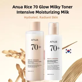 ANUA Korean Skincare Set -Rice 70 Glow Milky Toner,Intensive Moisturizing Milk Lotion,Hydrating&Nourishing,Barrier Care 2pcs Sets
