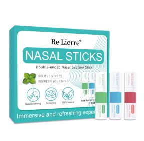 Re Lierre 3-in-1 Nasal Bar Decongestant Nasal Inhaler Sticks, 3 count (Option: Cyan)